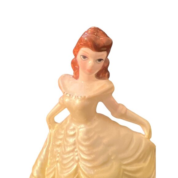 Vintage Schmid Disney Beauty Beast Belle Music Box Figure Hand Painted Estate 4" - Picture 2 of 6